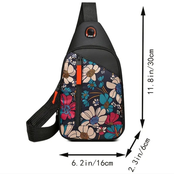 Unisex Multicolored Leaves Fashion Mini Chest Bag - Picture 5 of 5